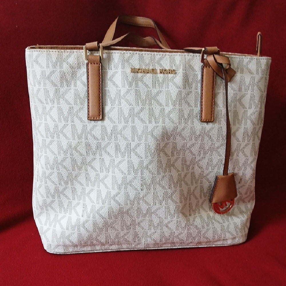 Michael Kors Beige and Brown Signature Tote